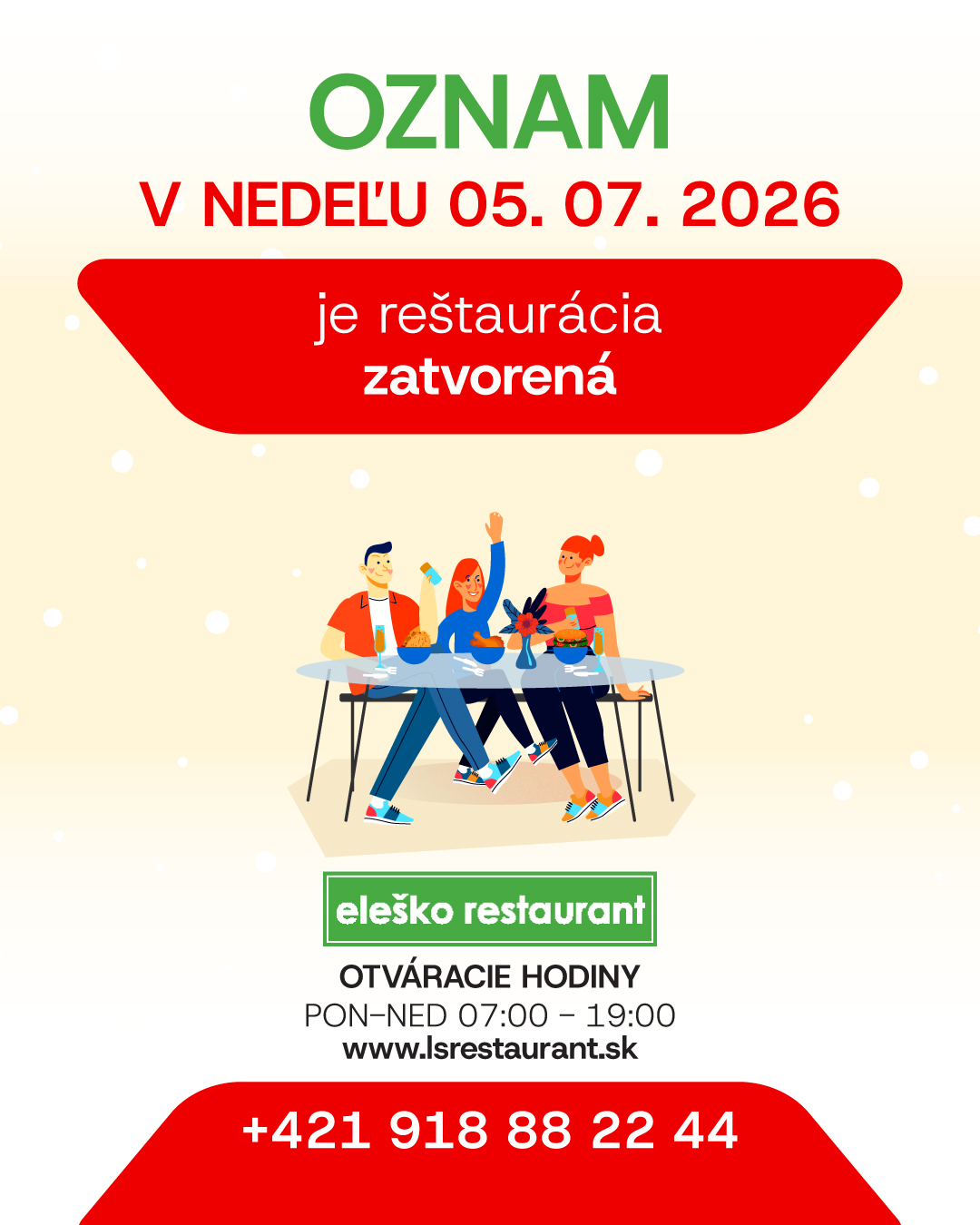 Oznamenie reštaurácia L&Š
